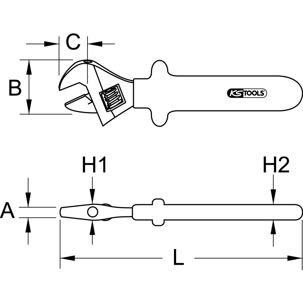 Clé à molette isolée 1000V 34 mm L310 mm KS TOOLS - 112.1254
