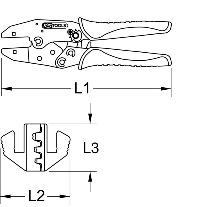 Pince à sertir pour cosses clip non isolées 0,5-6 mm² KS TOOLS - 115.1435