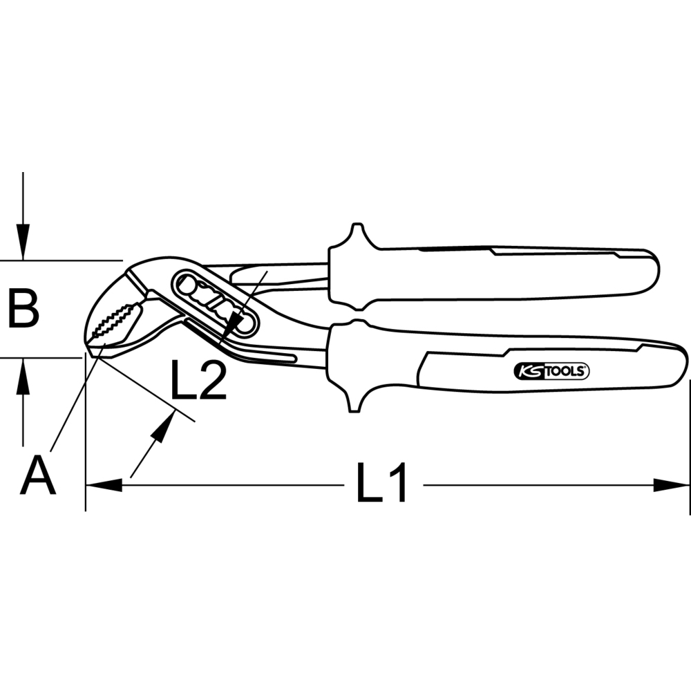 Pince multiprises entrepassée isolée L240 mm KS TOOLS - 117.2000F