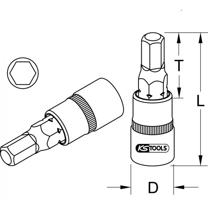 Douille tournevis 6 pans pour étrier de frein 8 mm KS TOOLS - 150.2228