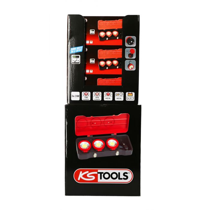 Présentoir de 9 coffrets de 3 projecteurs LEDs 3W KSTOOLS - 1504314D