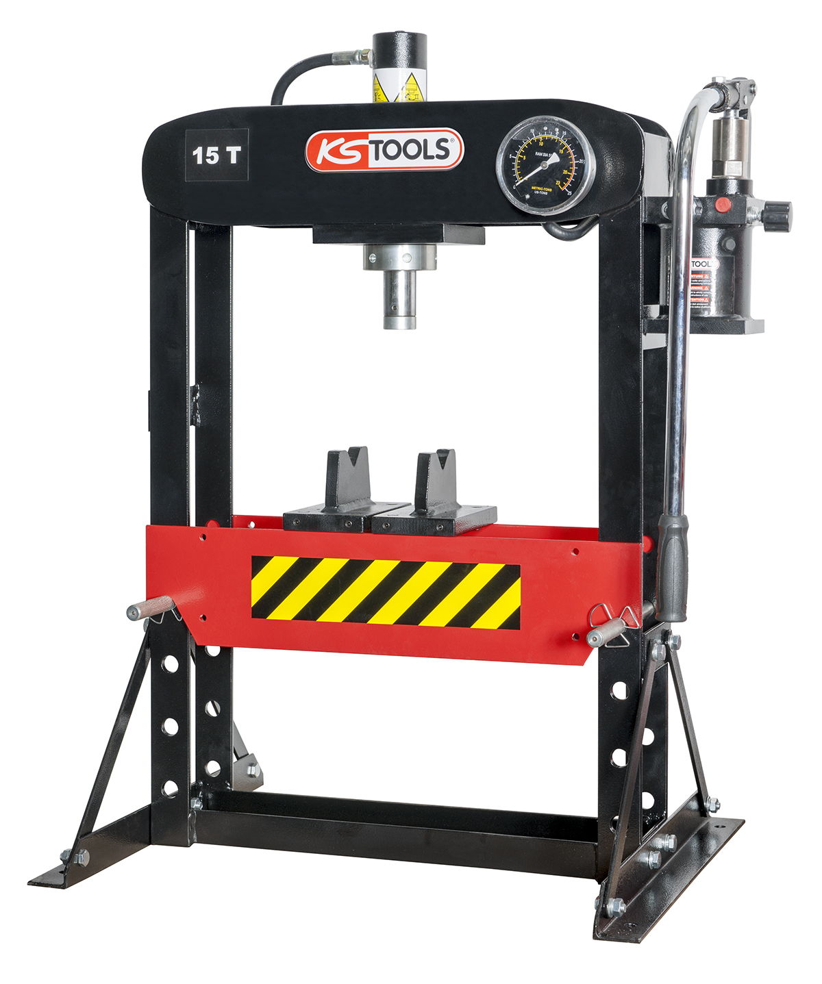PRESSE HYDRAULIQUE D'ÉTABLI 15 T AVEC GRILLE KS TOOLS POMPE HYDRAULIQUE 2 VITESSES 160.0112 KS TOOLS - 160.0112