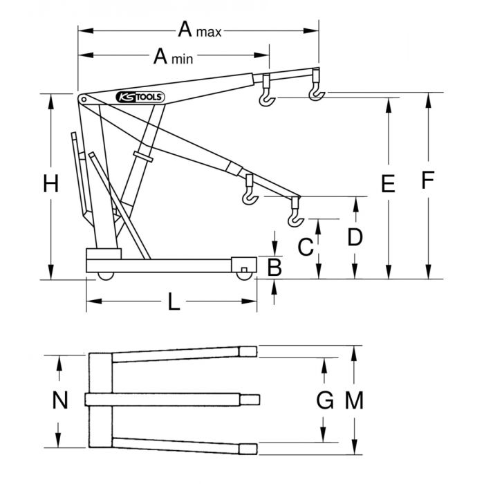 Grue mobile pliante capacité 1 t KS TOOLS 1610020 KS TOOLS - 161.0020