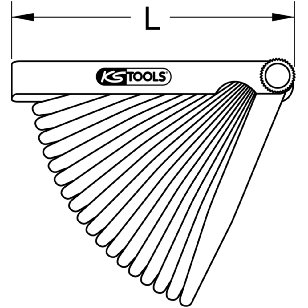 Jauge d'épaisseur 20 lames de 0,05 à 1 mm L100 mm sur carte KS TOOLS - 300.0600-E