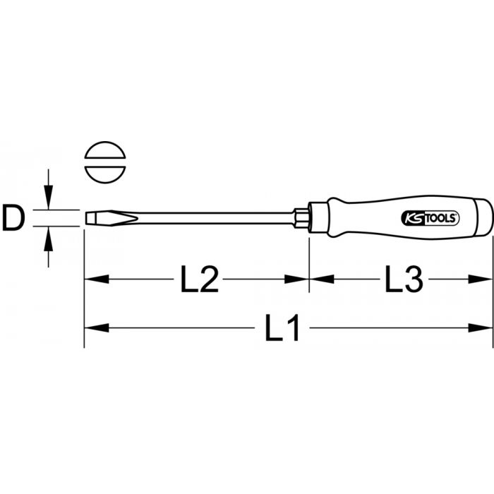 Tournevis ERGOTORQUE BOISmax à lame traversante Fente - 5,5 mm KS TOOLS - 300.1053