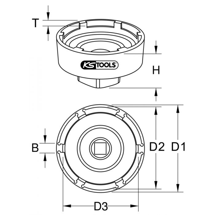 Douille à 6 ergots Ø 100,5 mm pour Mercedes et MAN KSTOOLS - 4500169