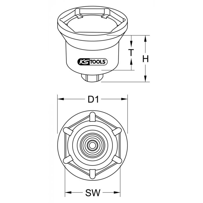 Douille 6 pans pour écrou de moyeu IVECO 98 mm KS TOOLS - 450.0200