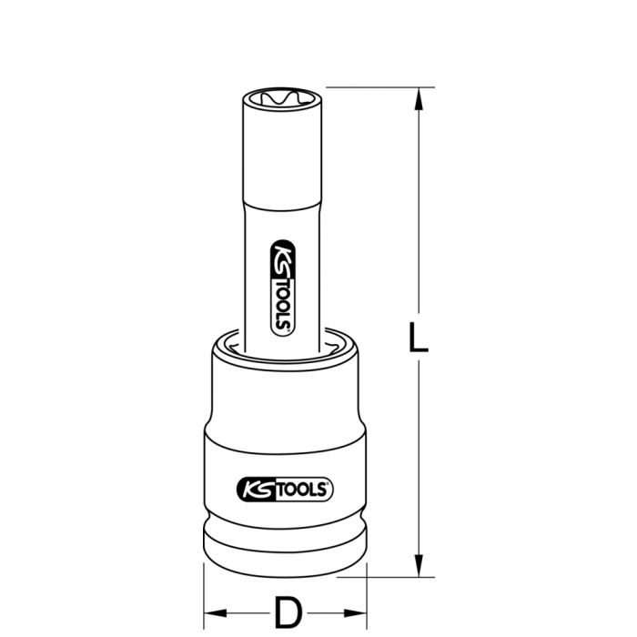 Douille à chocs pour culasse TORX® 3/4'', L.140 mm - E20 KSTOOLS - 4500452