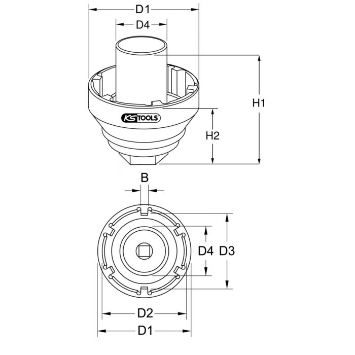 Douille à 6 ergots Ø 82 mm avec tube de centrage pour Mercedes KS TOOLS - 460.3790