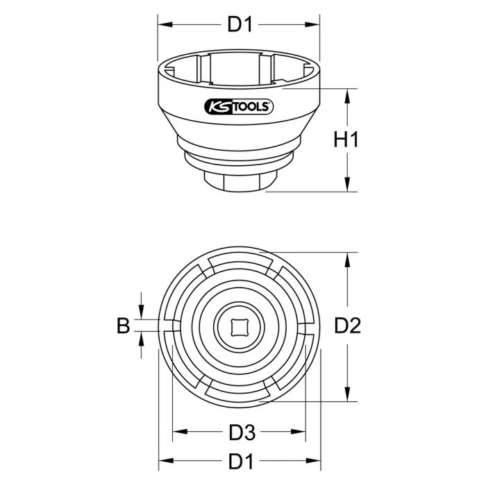 Douille à 6 ergots Ø 107 mm pour écrou d'essieu Mercedes KS TOOLS - 460.4205
