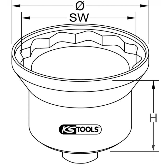 Douille 12 pans pour écrou de moyeu avec guide 100 mm KS TOOLS - 460.4240