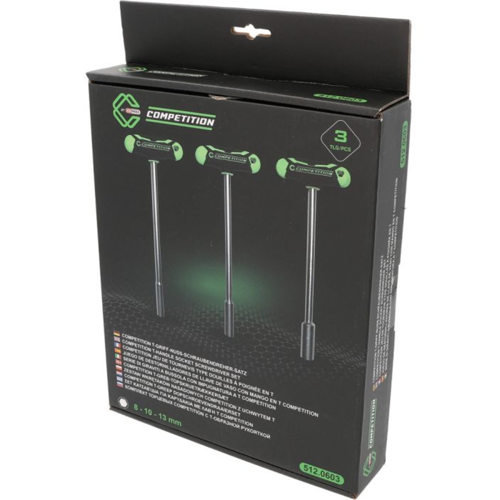 Jeu de tournevis à douille à poignée en T COMPETITION 3 pcs 8 - 13 mm - KS TOOLS - 512.0603