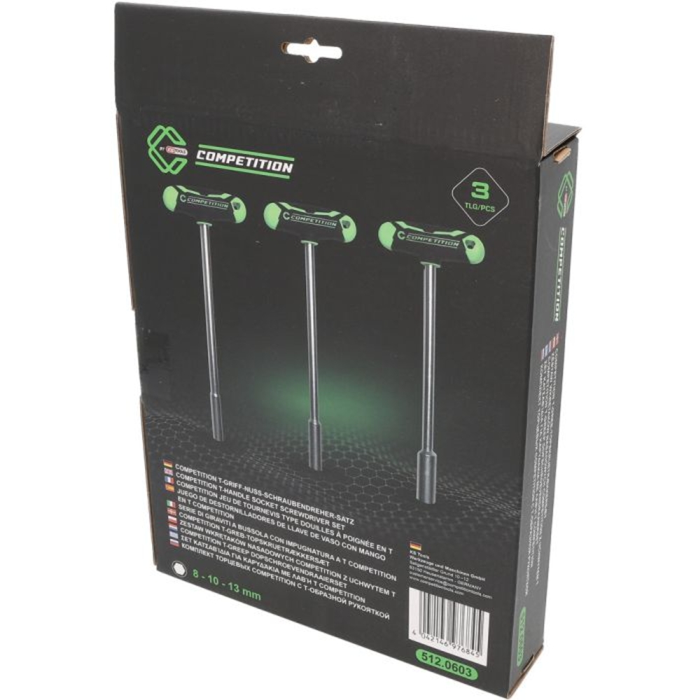 Jeu de tournevis à douille à poignée en T COMPETITION 3 pcs 8 - 13 mm - KS TOOLS - 512.0603
