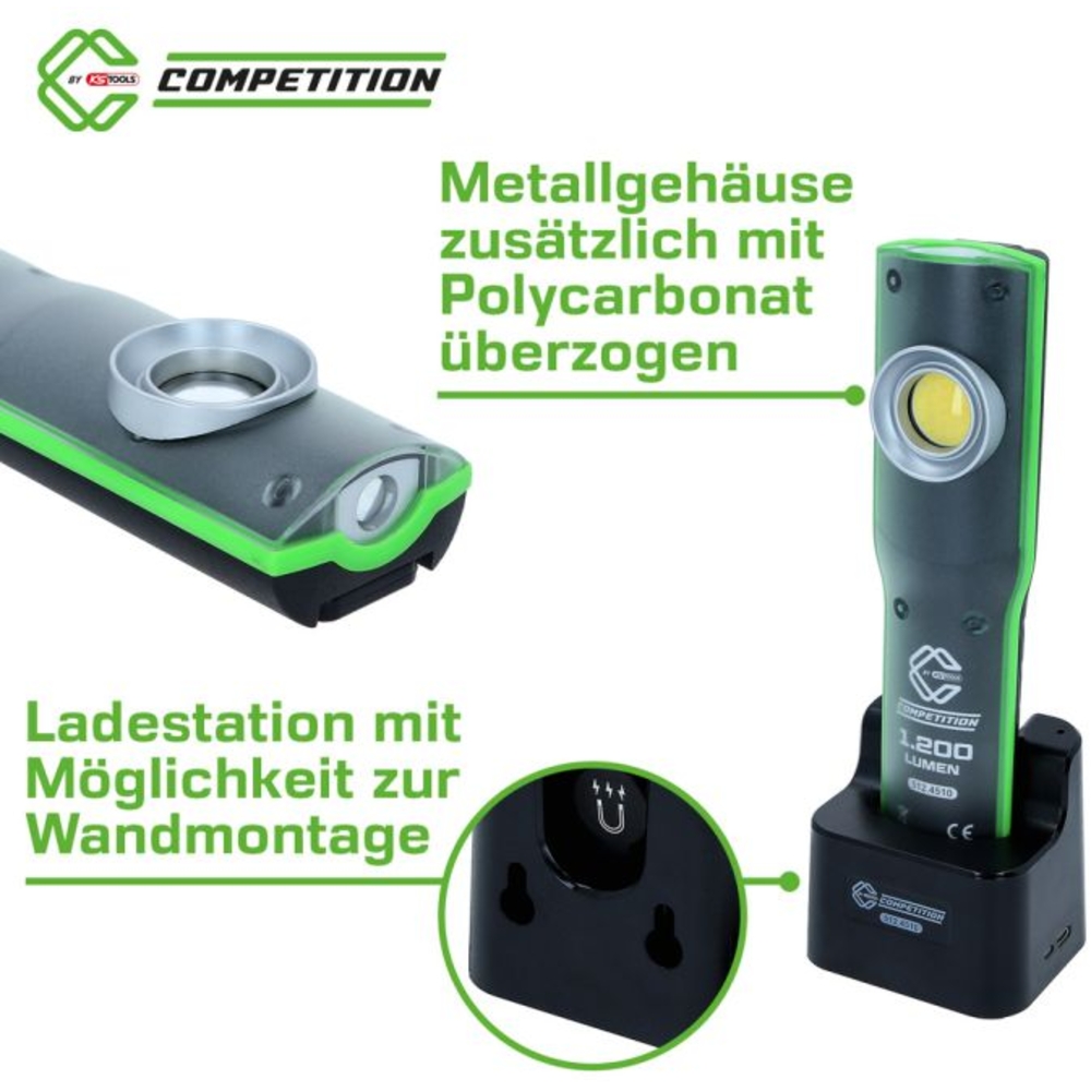 Lampe de travail COMPETITION à LED à variateur de lumière 1200 lumens avec chargeur - KS TOOLS - 512.4510