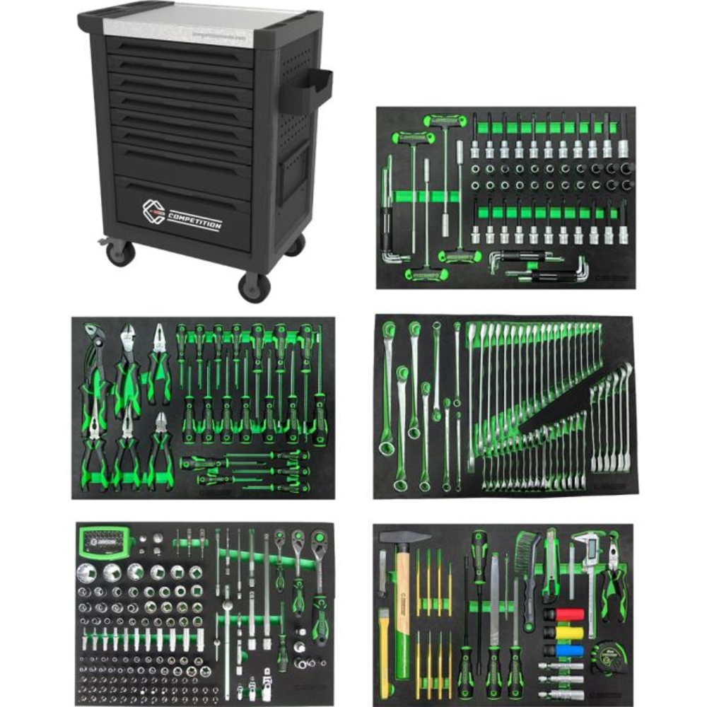 Servante d'atelier COMPETITION avec 8 tiroirs et 341 outils premium - KS TOOLS - 512.5341