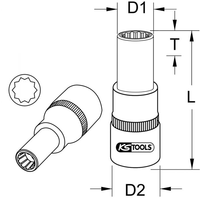 Douille tournevis pour jantes aluminium OZ, 10 mm KSTOOLS - 5151034