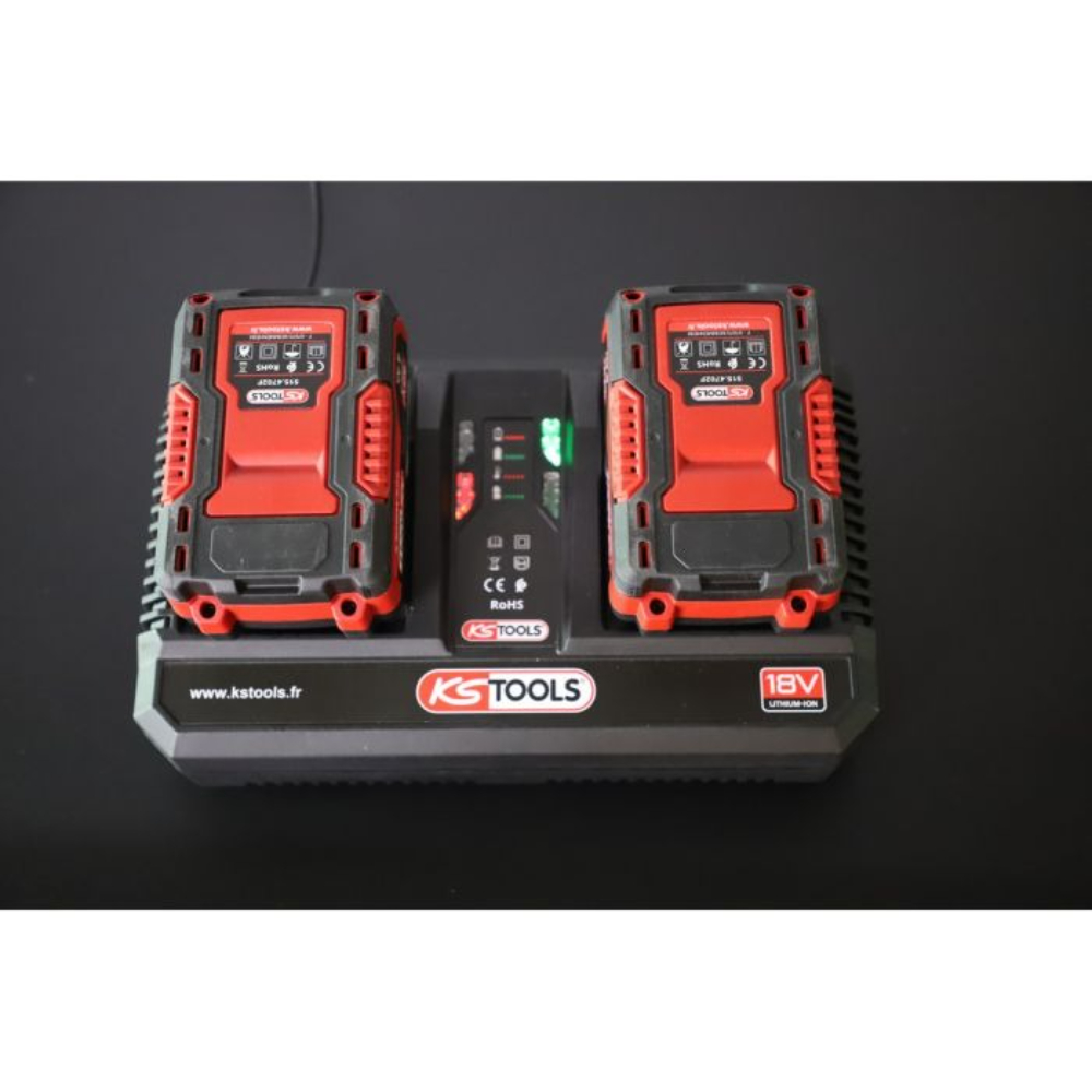 Double chargeur rapide 18V 8A pour batteries 515.4702F et 515.4705F KS TOOLS - 515.4706F