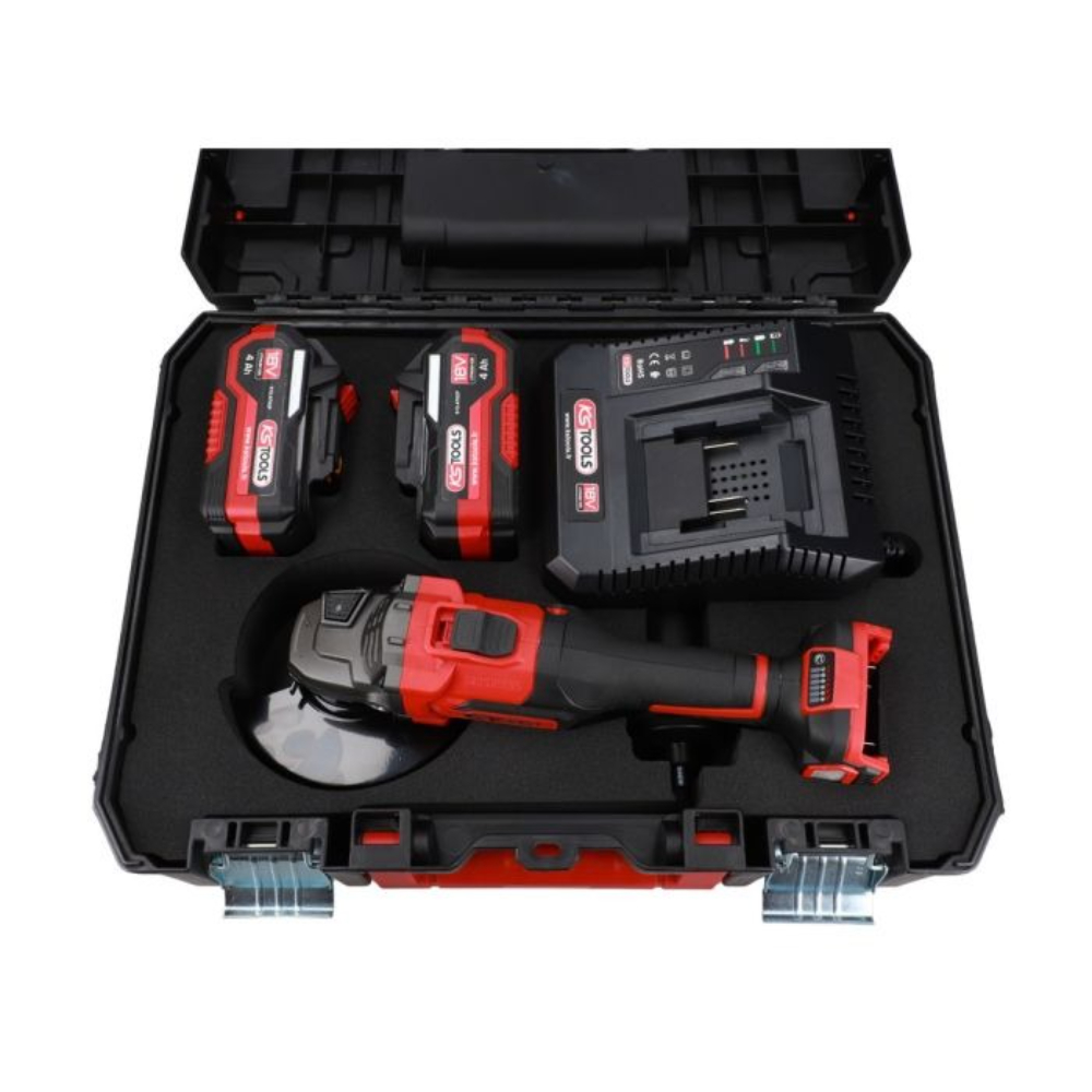 Coffret meuleuse angulaire brushless 18V - 2 batteries et chargeur KS TOOLS - 515.4735F