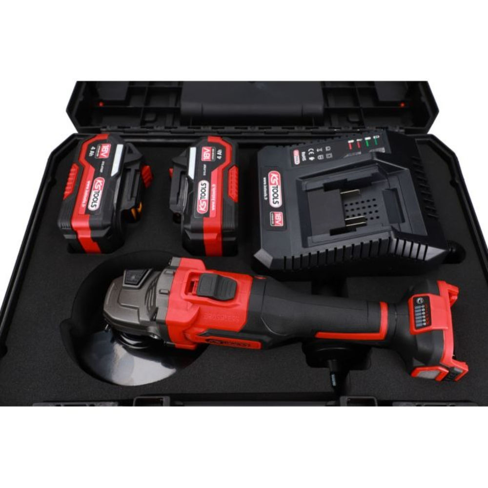Coffret meuleuse angulaire brushless 18V - 2 batteries et chargeur KS TOOLS - 515.4735F