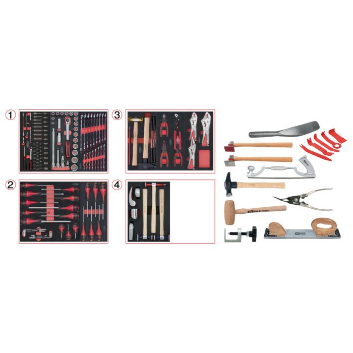 Servante ULTIMATE 5 tiroirs avec composition d’outils pour la carrosserie 166 pièces KS TOOLS - 809.5154