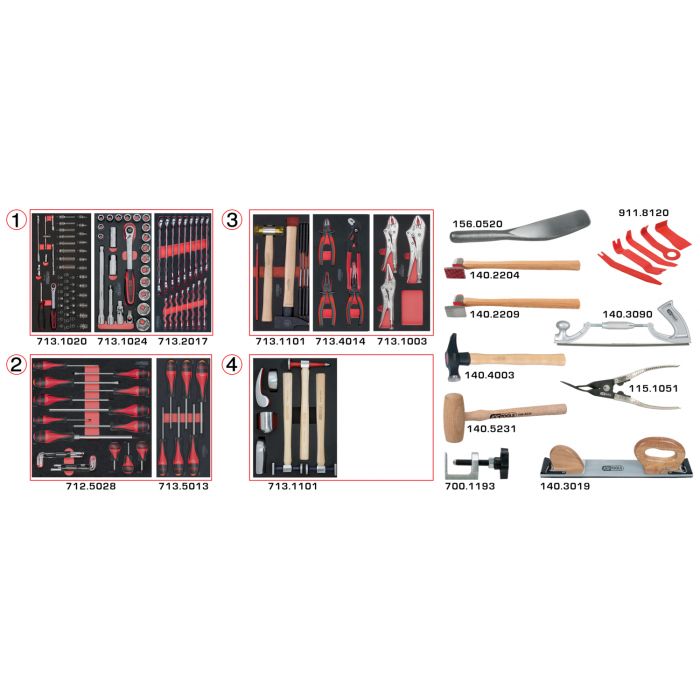 Servante ULTIMATE 5 tiroirs avec composition d’outils pour la carrosserie 166 pièces KS TOOLS - 809.5154