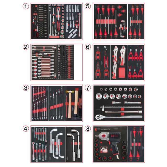 Servante ULTIMATE XL noire 7 tiroirs équipée de 354 outils KS TOOLS - 825.7331