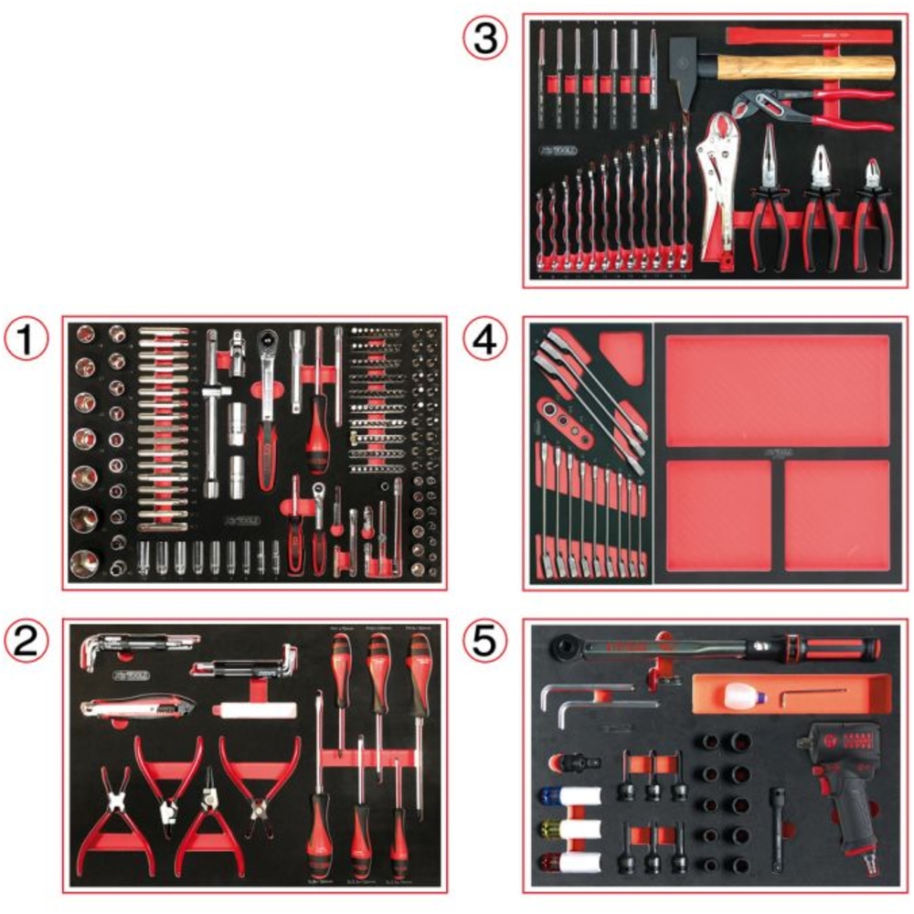 Servante RACING 6 tiroirs équipée d'une composition automobile de 303 outils KS TOOLS - 855.6174