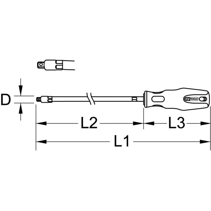Tournevis flexible pour douilles ERGOTORQUEplus extra-long 1/4