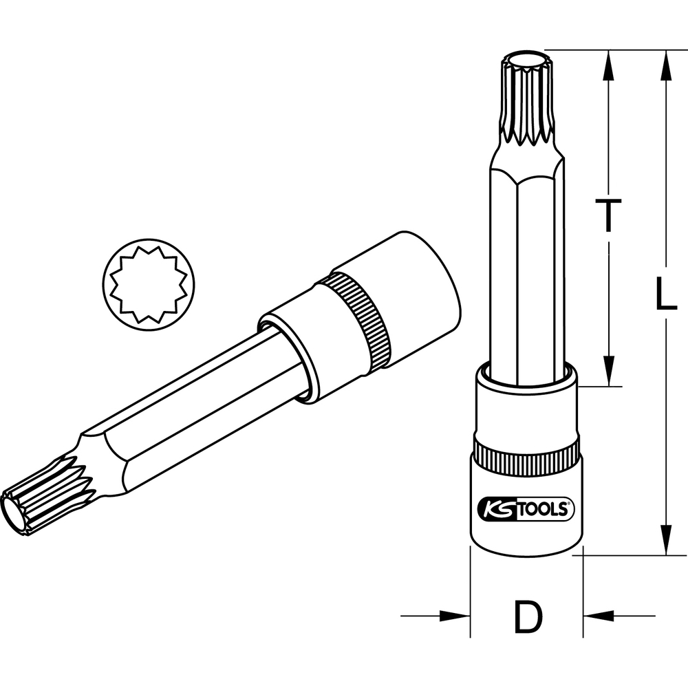 Douille tournevis 1/2, XZN M9, L110mm KS TOOLS - 911.1359
