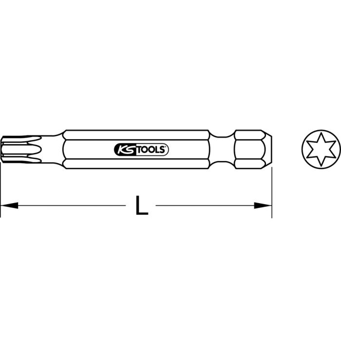Boite de 5 embouts de vissage TORX 50 mm - 1/4