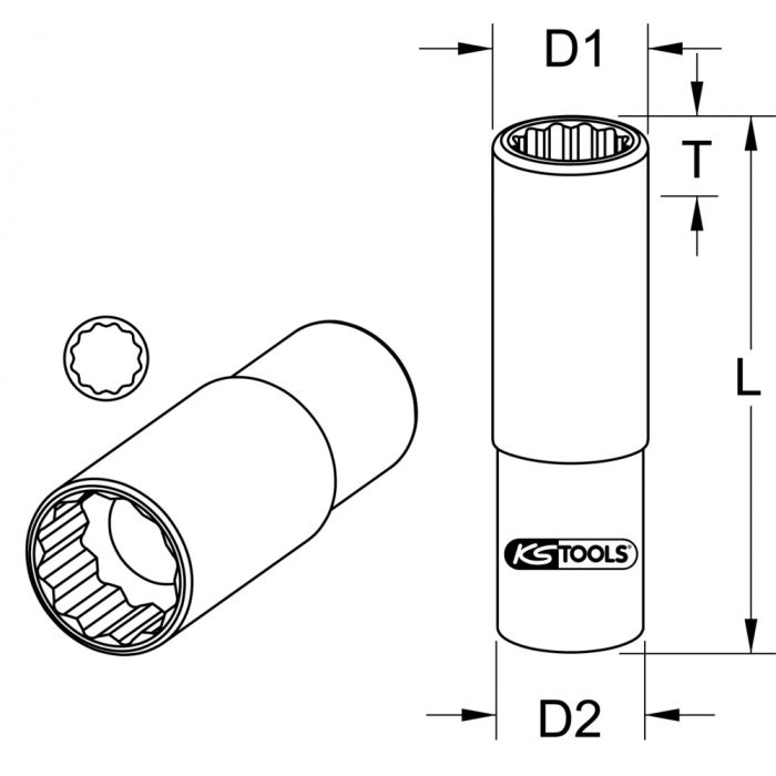 Douille à bougie spéciale à parois fines 14 mm KS TOOLS - 911.3991