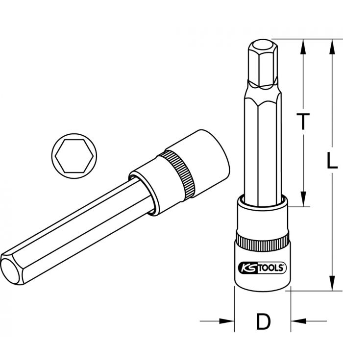 Douille tournevis 6 pans extra-longue pour étrier de frein, 7 mm, 1/2