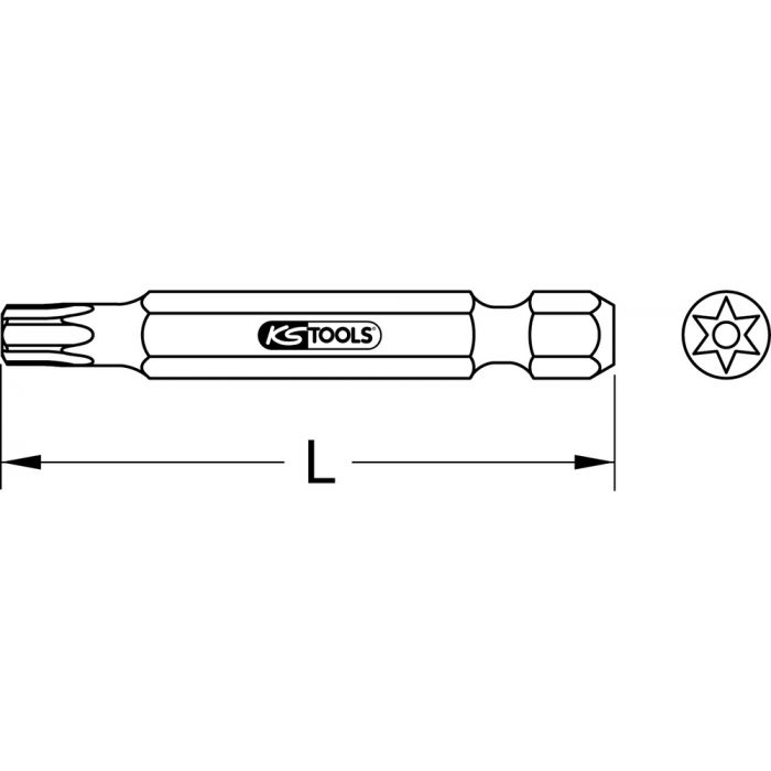 Boite de 5 embouts de vissage TORX percé 75 mm - 1/4