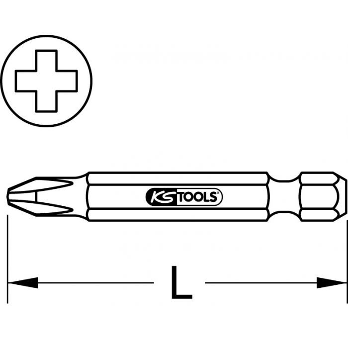 Boîte de 5 embouts de vissage PHILLIPS 75 mm - 1/4