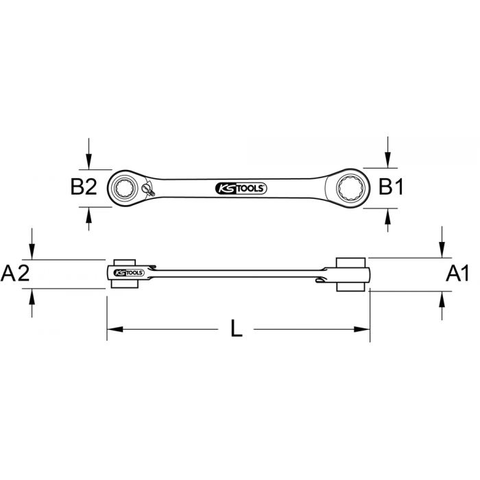 Cliquet débouché 1/4" x11 mm pour douilles traversantes et embouts 1/4" KS TOOLS - 918.3072