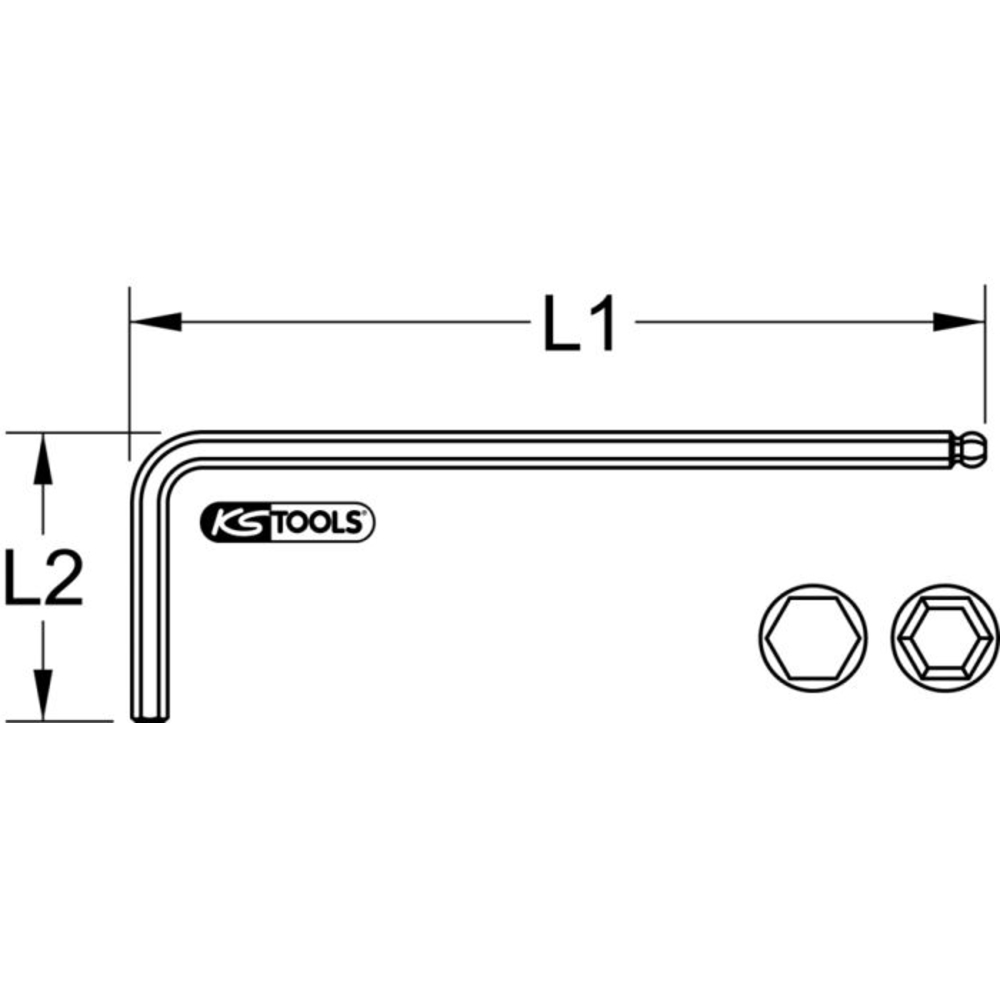Clé mâle INOX 6 pans à tête sphérique longue - 10 mm KS TOOLS - 964.0410