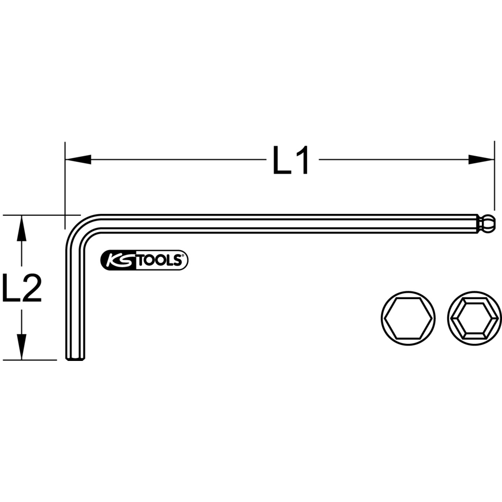 Clé mâle INOX 6 pans à tête sphérique longue - 10 mm KS TOOLS - 964.0410