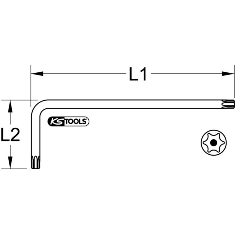 Clé mâle INOX TORX percé longue - TB 15 KS TOOLS - 964.0602