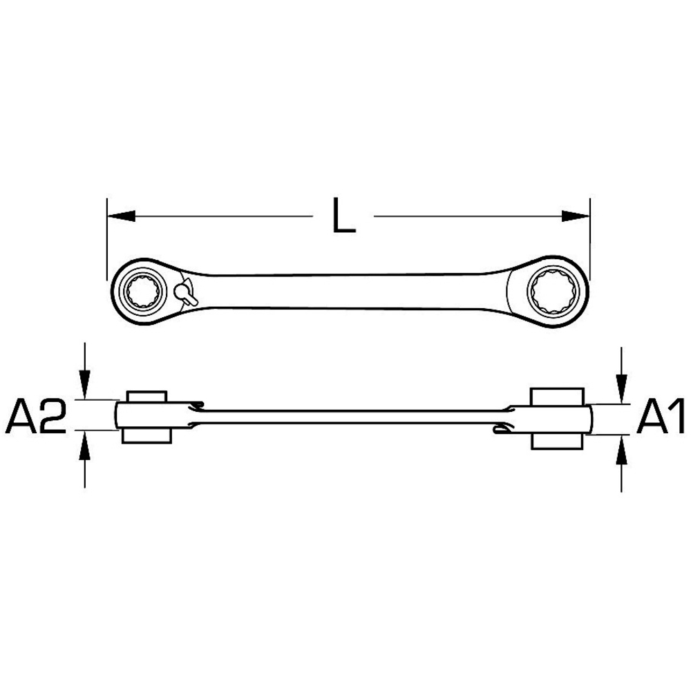 Clé polygonale à cliquet double 4 en 1, 10 x 13mm 17 x 19mm BRILLIANT TOOLS - KS TOOLS - BT013901