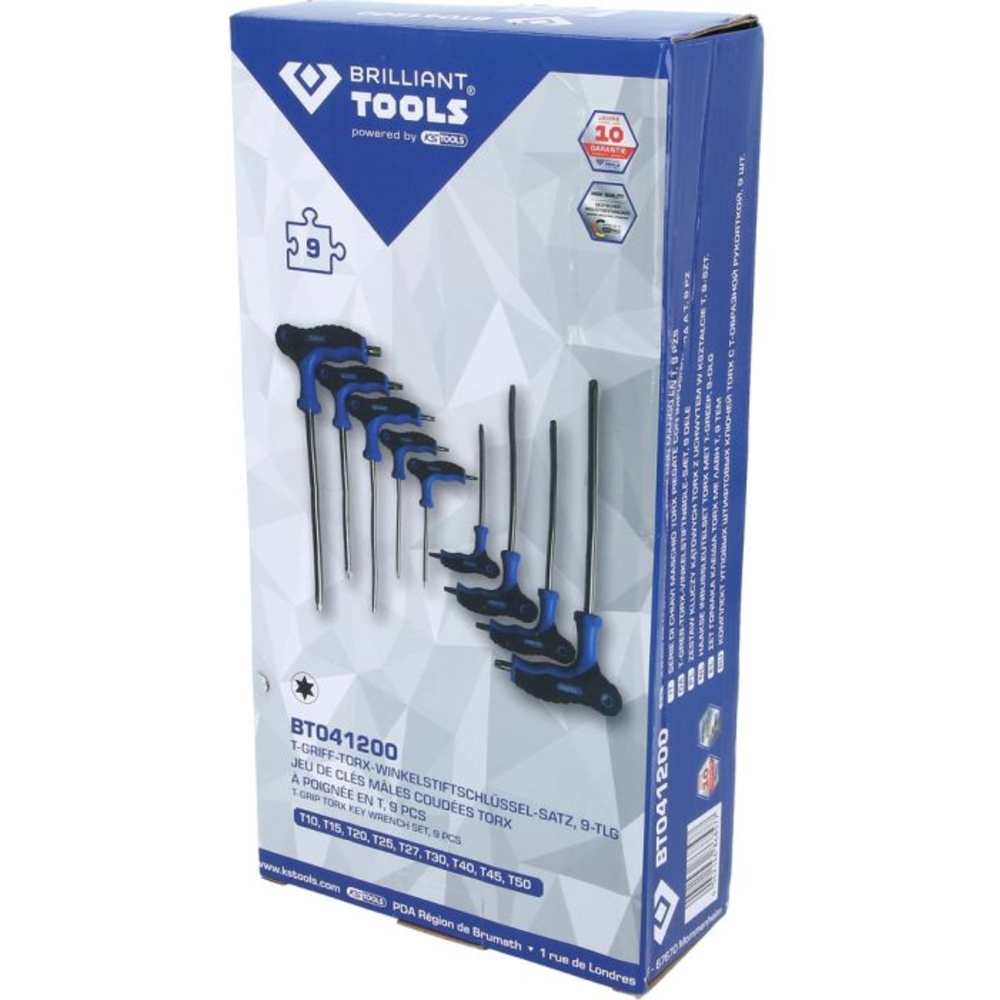 Jeu de clés mâles à poignée en T TORX 9 pcs BRILLIANT TOOLS - KS TOOLS - BT041200