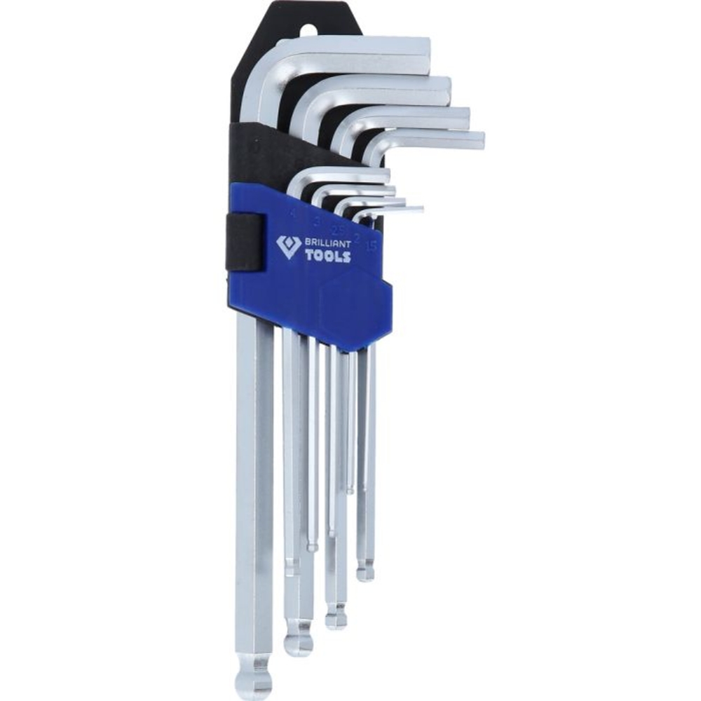 Jeu de clés 6 pans courtes à tête sphérique 9 pcs BRILLIANT TOOLS - KS TOOLS - BT045009