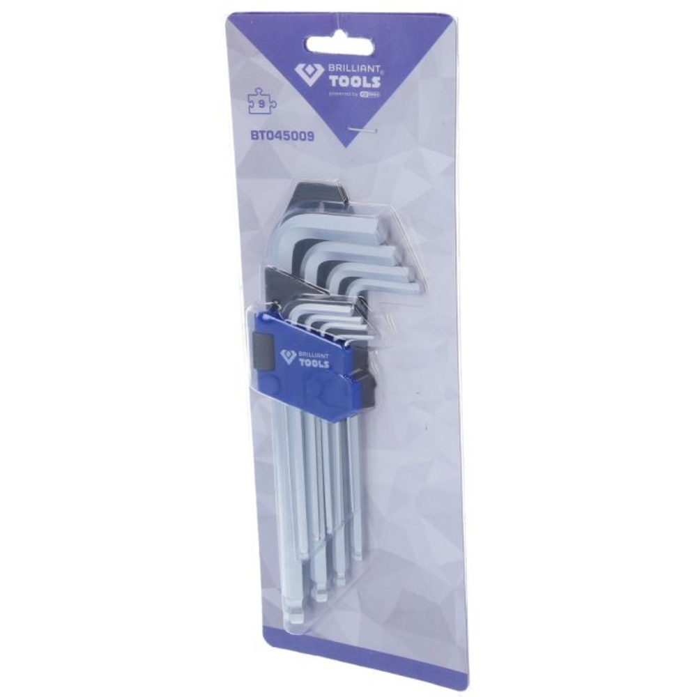 Jeu de clés 6 pans courtes à tête sphérique 9 pcs BRILLIANT TOOLS - KS TOOLS - BT045009
