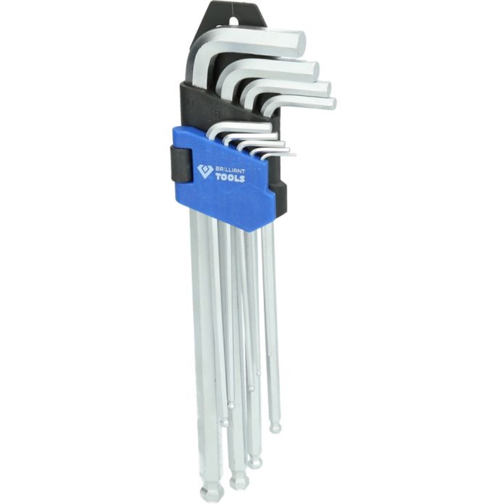 Jeu de clés 6 pans longues à tête sphérique 9 pcs BRILLIANT TOOLS - KS TOOLS - BT045019