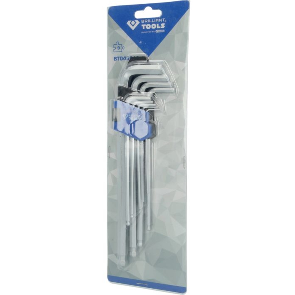 Jeu de clés 6 pans longues à tête sphérique 9 pcs BRILLIANT TOOLS - KS TOOLS - BT045019