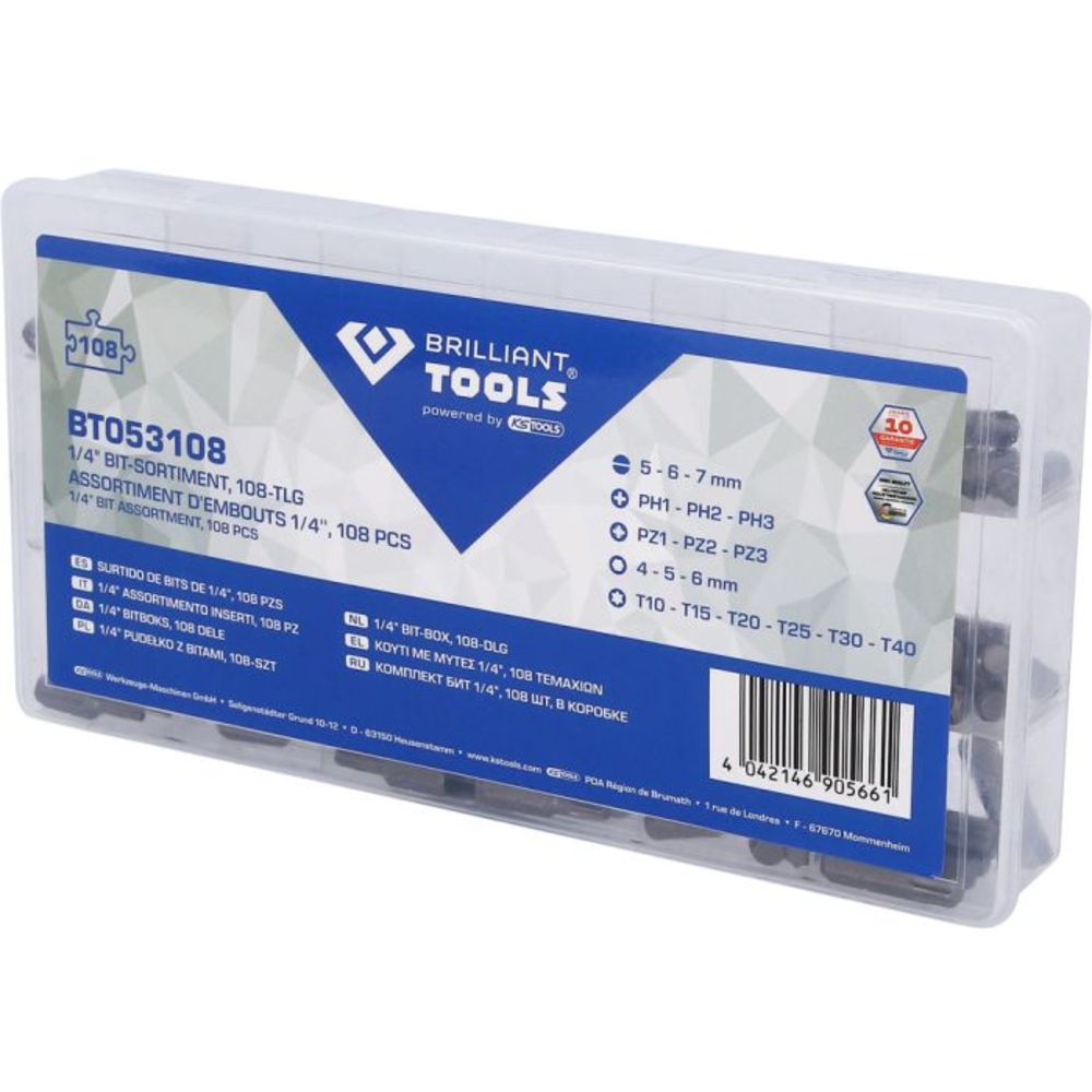 Jeu d'embouts de vissage 108 pcs BRILLIANT TOOLS - KS TOOLS - BT053108