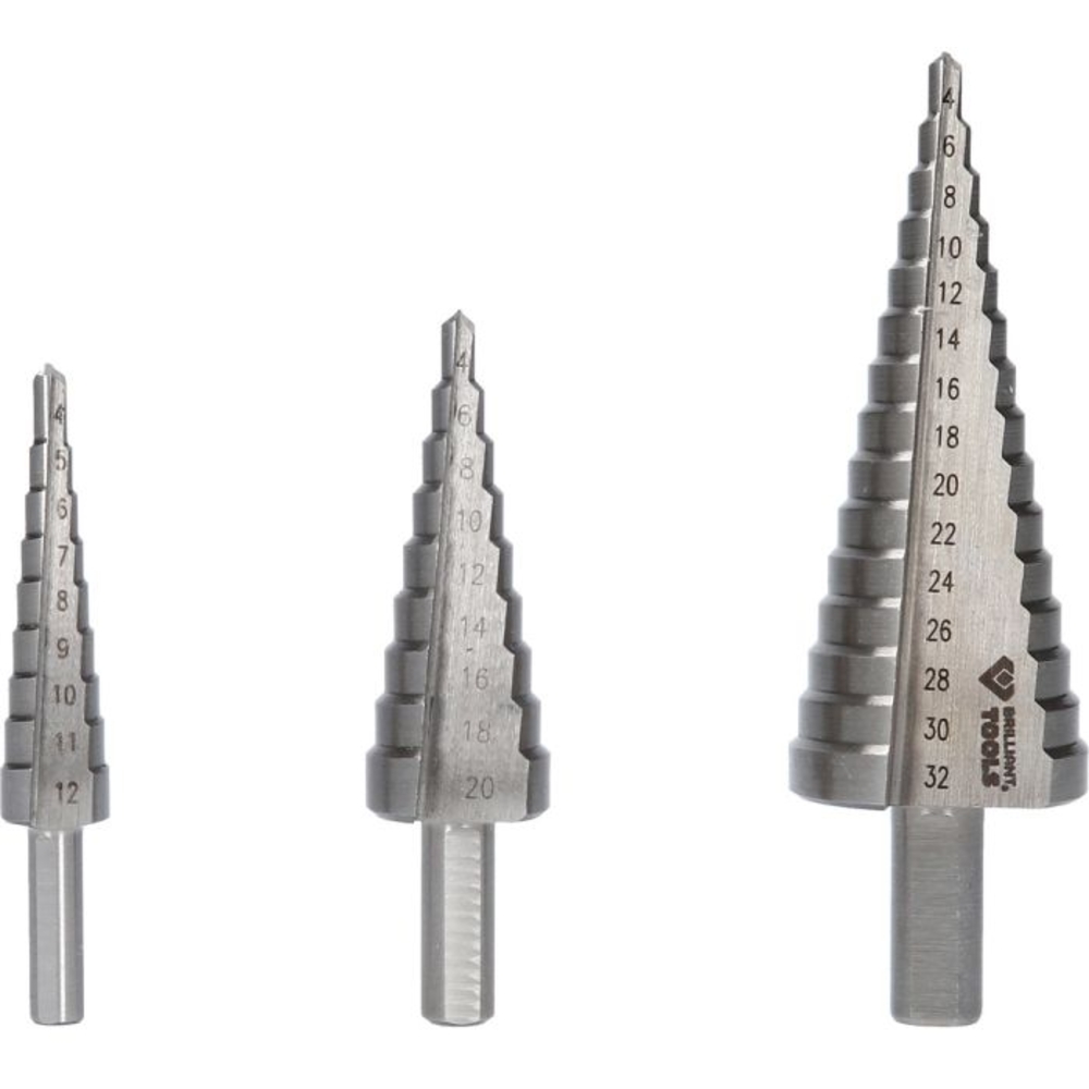 Jeu de forets étagés 3 pcs D4 à 32mm BRILLIANT TOOLS - KS TOOLS - BT101925
