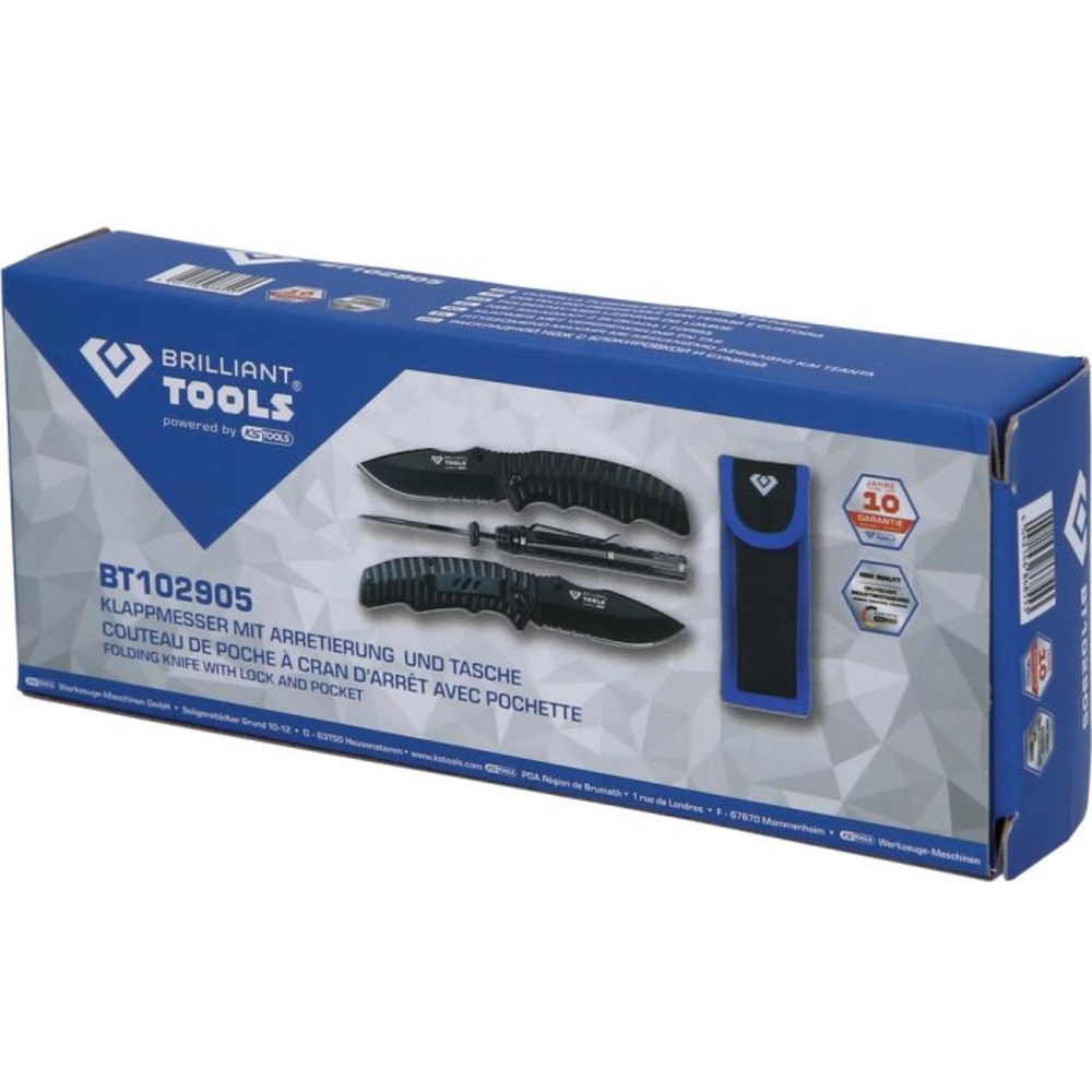Couteau de poche à cran d’arrêt avec pochette BRILLIANT TOOLS - KS TOOLS - BT102905