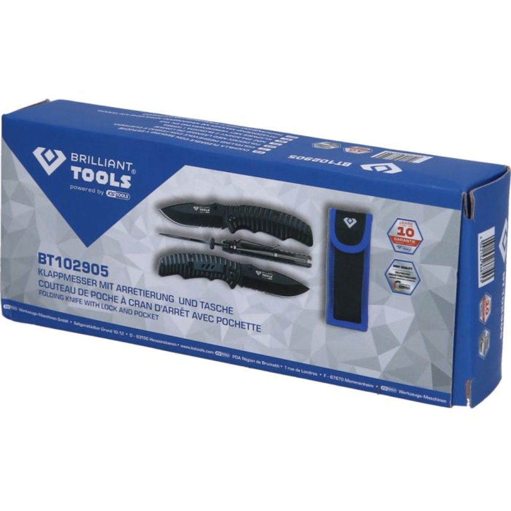 Couteau de poche à cran d’arrêt avec pochette BRILLIANT TOOLS - KS TOOLS - BT102905