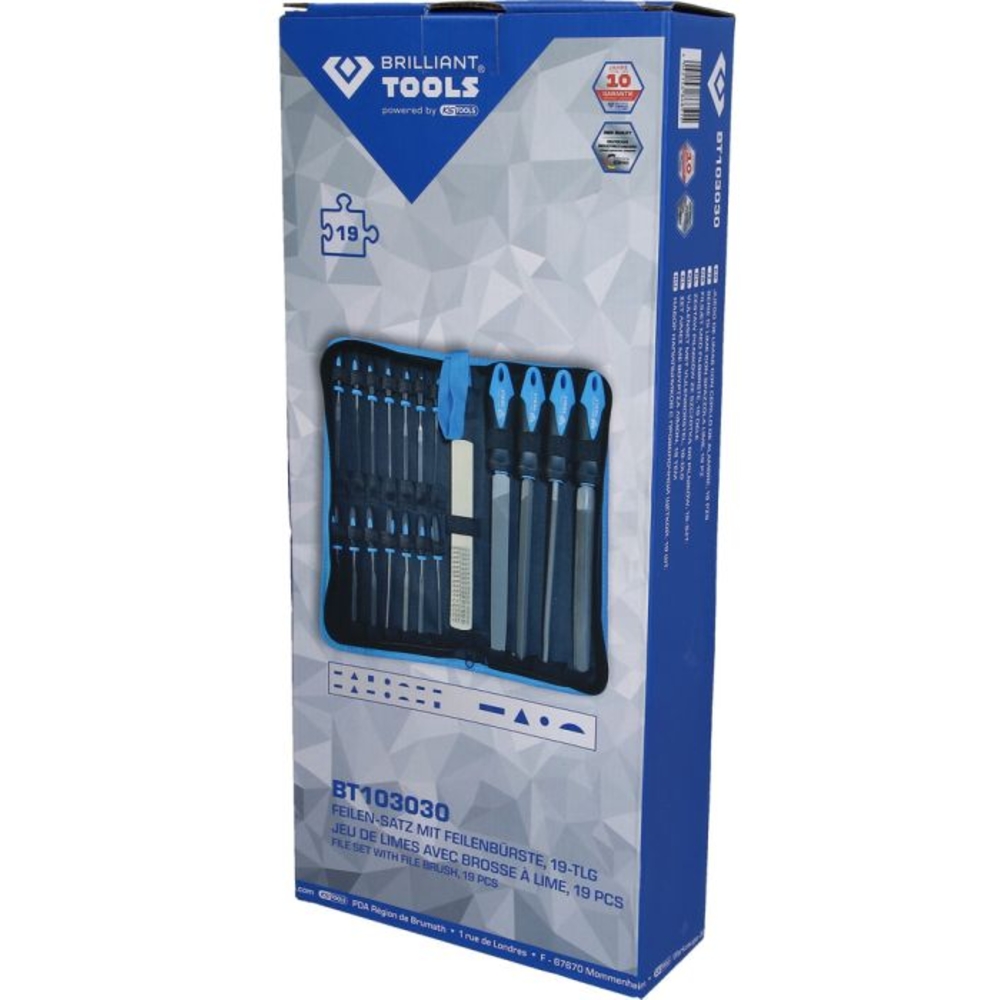Jeu de limes avec carde à lime 19 pcs BRILLIANT TOOLS - KS TOOLS - BT103030