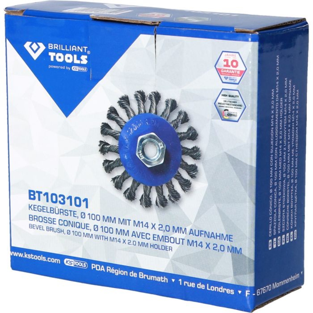Brosse acier torsadé D100mm en M14 x 2,0mm BRILLIANT TOOLS - KS TOOLS - BT103101